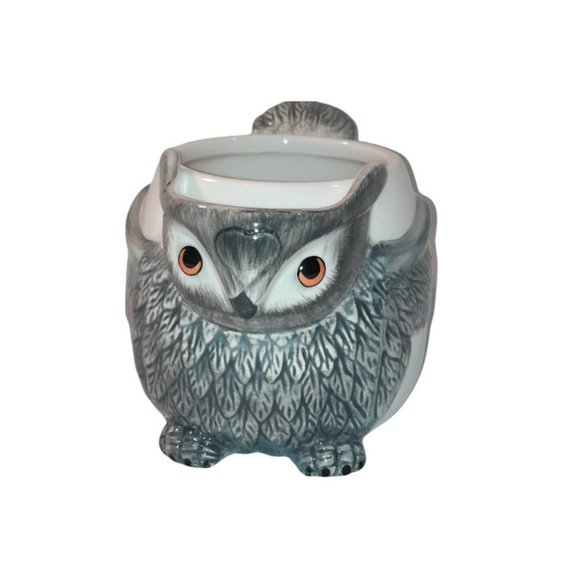 Pulchritudie Gray Owl Ceramic Tea Coffee Mug Cup Hand Painted 16 oz. - Picture 2 of 7